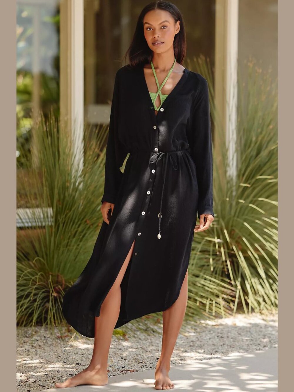 NEW LSPACE Size L Women's Yoli Midi Shirt Dress - Black